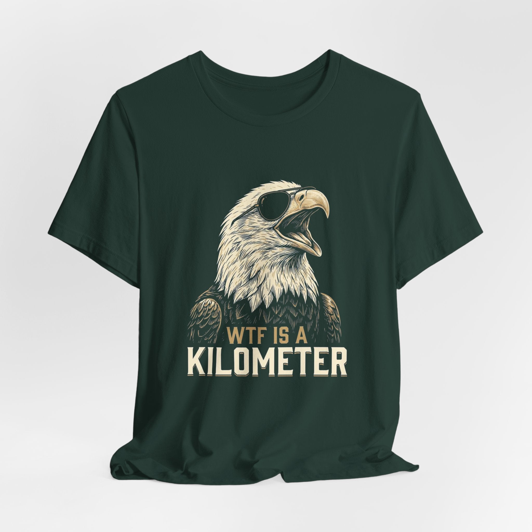WTF Is A Kilometer Funny Eagle T-Shirt | Sarcastic 4th of July Tee | Anti-Metric America Gift
