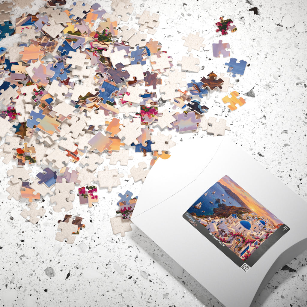 Santorini Sunset Jigsaw Puzzle | Greek Islands Aegean Landscape