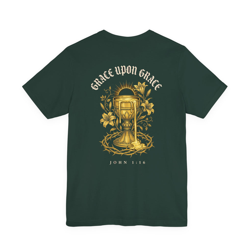 Grace Upon Grace Christian Tee | John 1:16 Floral Faith Bible Verse Shirt