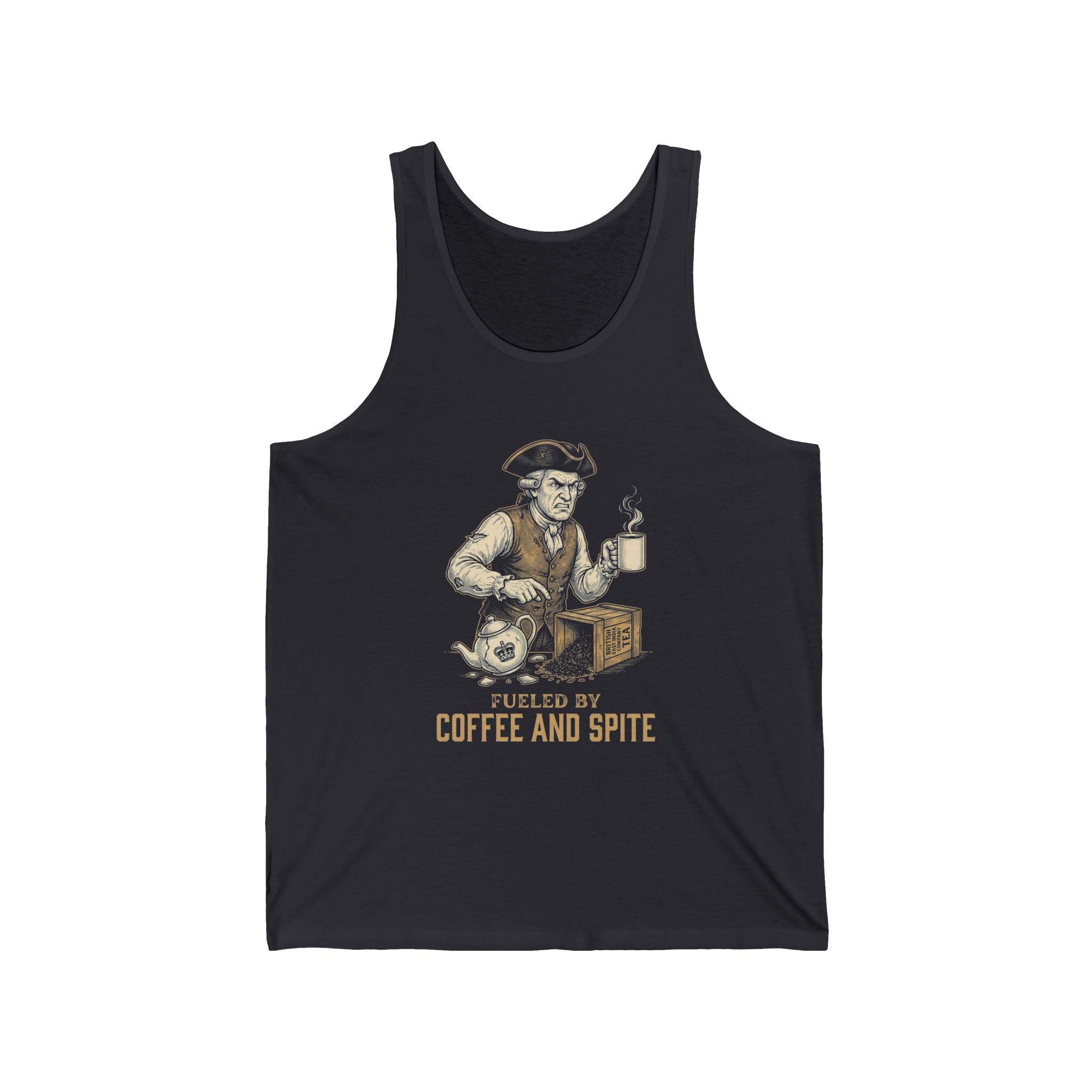 Fueled By Coffee and Spite Funny Eagle Tank Top | Sarcastic 4th of July Tee | Patriotic Gift