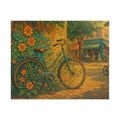 Floral Bicycle Jigsaw Puzzle, Urban Cycling Scene, Retro Design