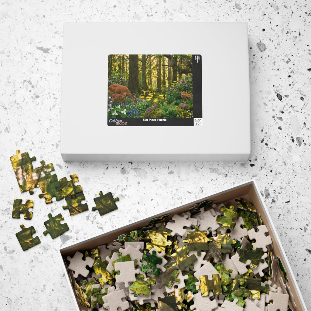 Vibrant Forest Scene Jigsaw Puzzle | Woodland Animals Art
