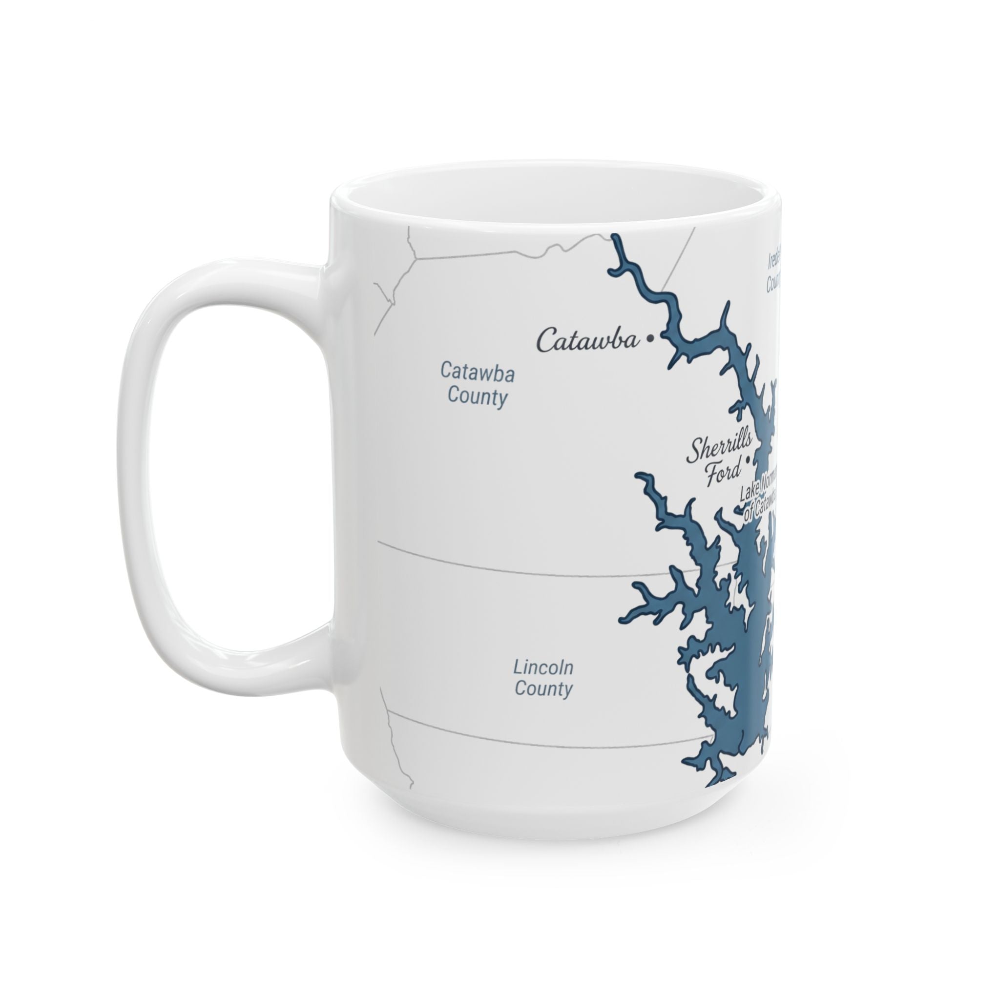Lake Norman Map Silhouette Coffee Mug 15oz - Unique Lake Life Souvenir