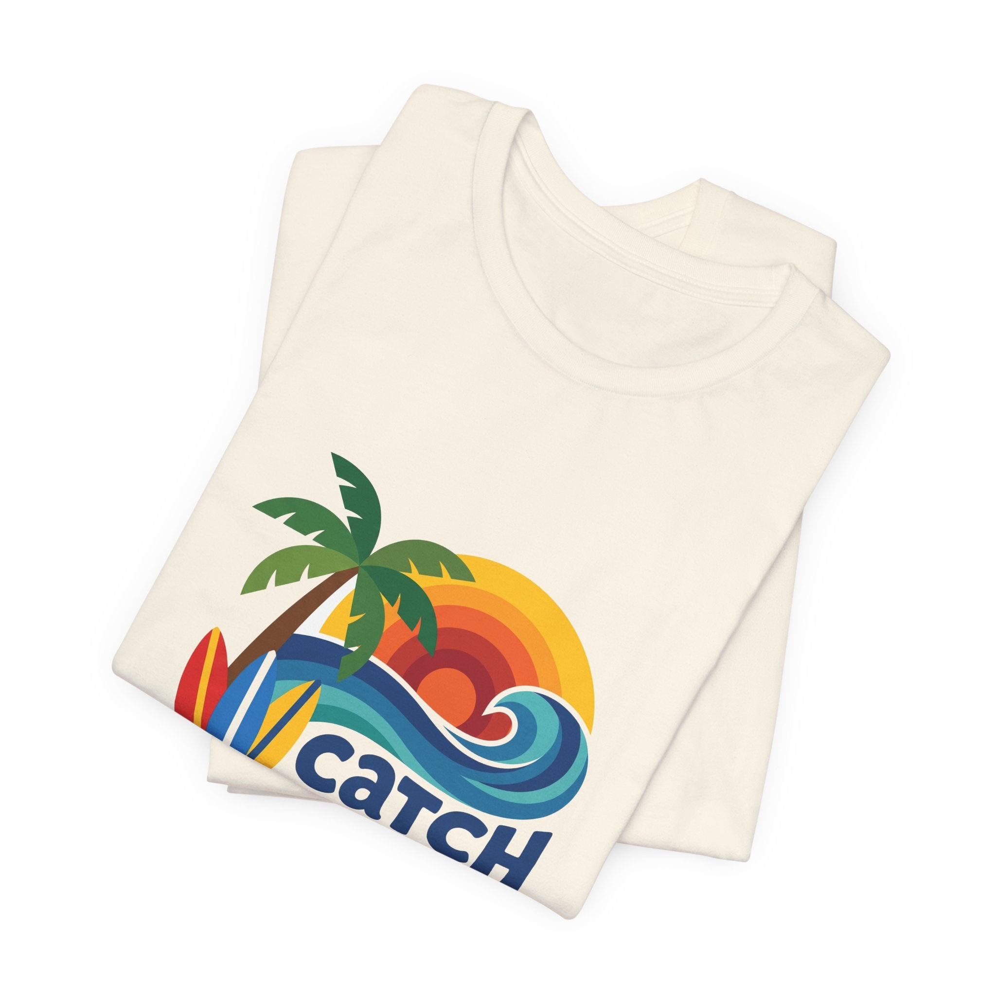 Catch the Wave Tee - Retro Beach Sunset Surfboard Design