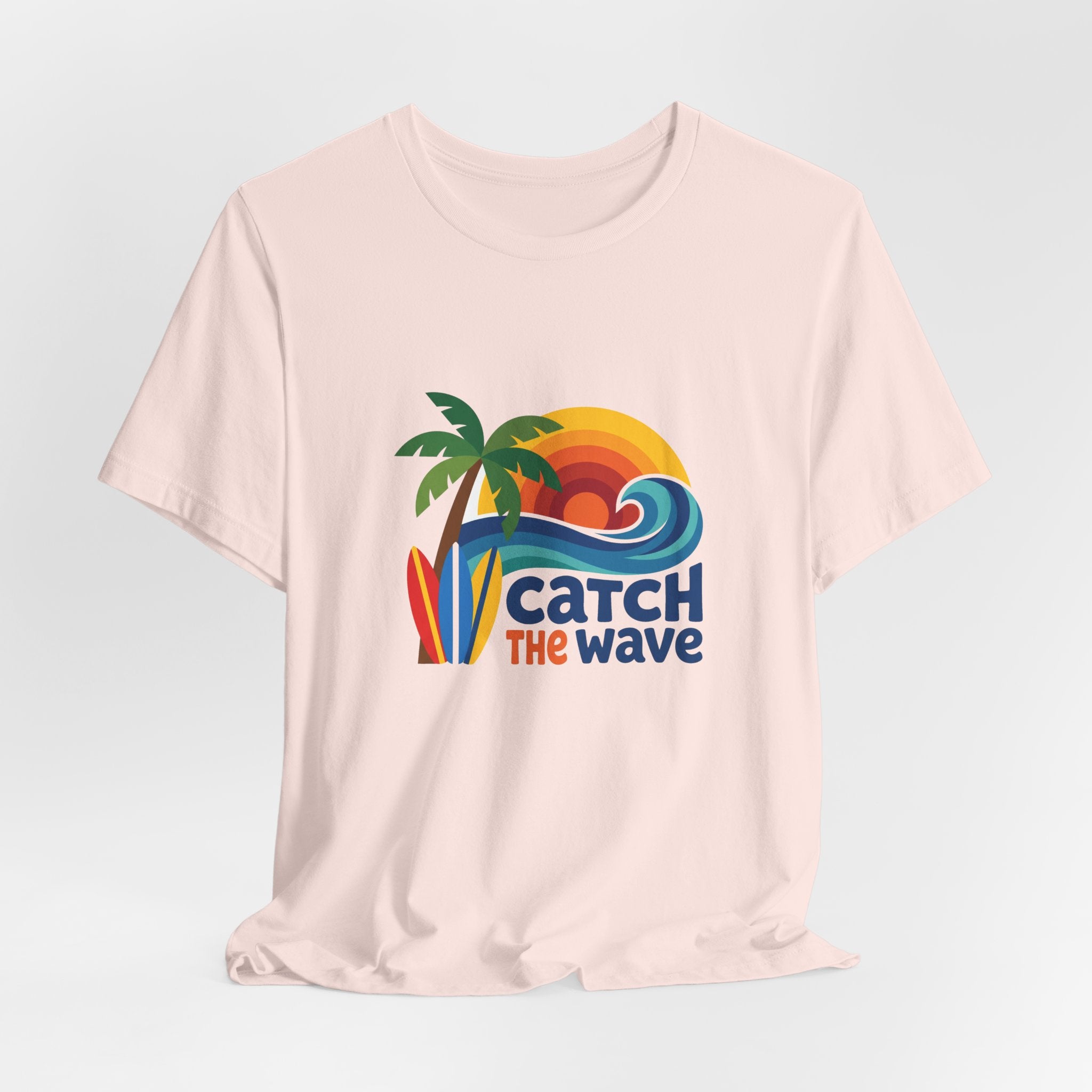 Catch the Wave Tee - Retro Beach Sunset Surfboard Design