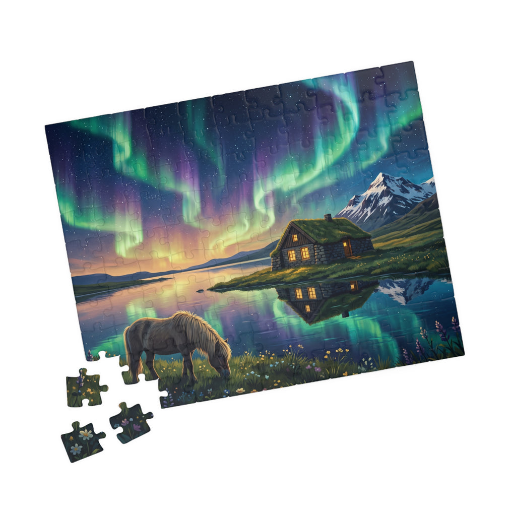 Northern Lights Iceland Jigsaw Puzzle | Aurora Borealis Landscape
