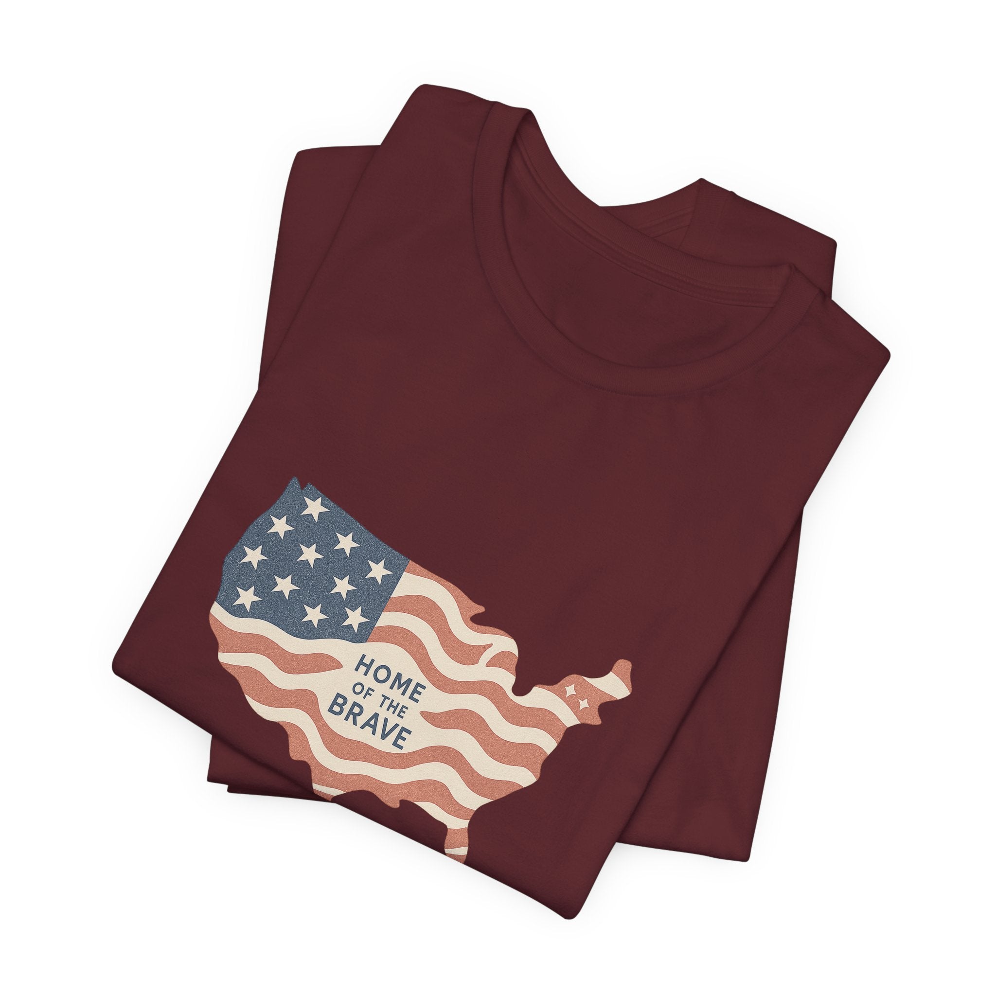 Minimalist USA Map Tee with Stars and Stripes Design