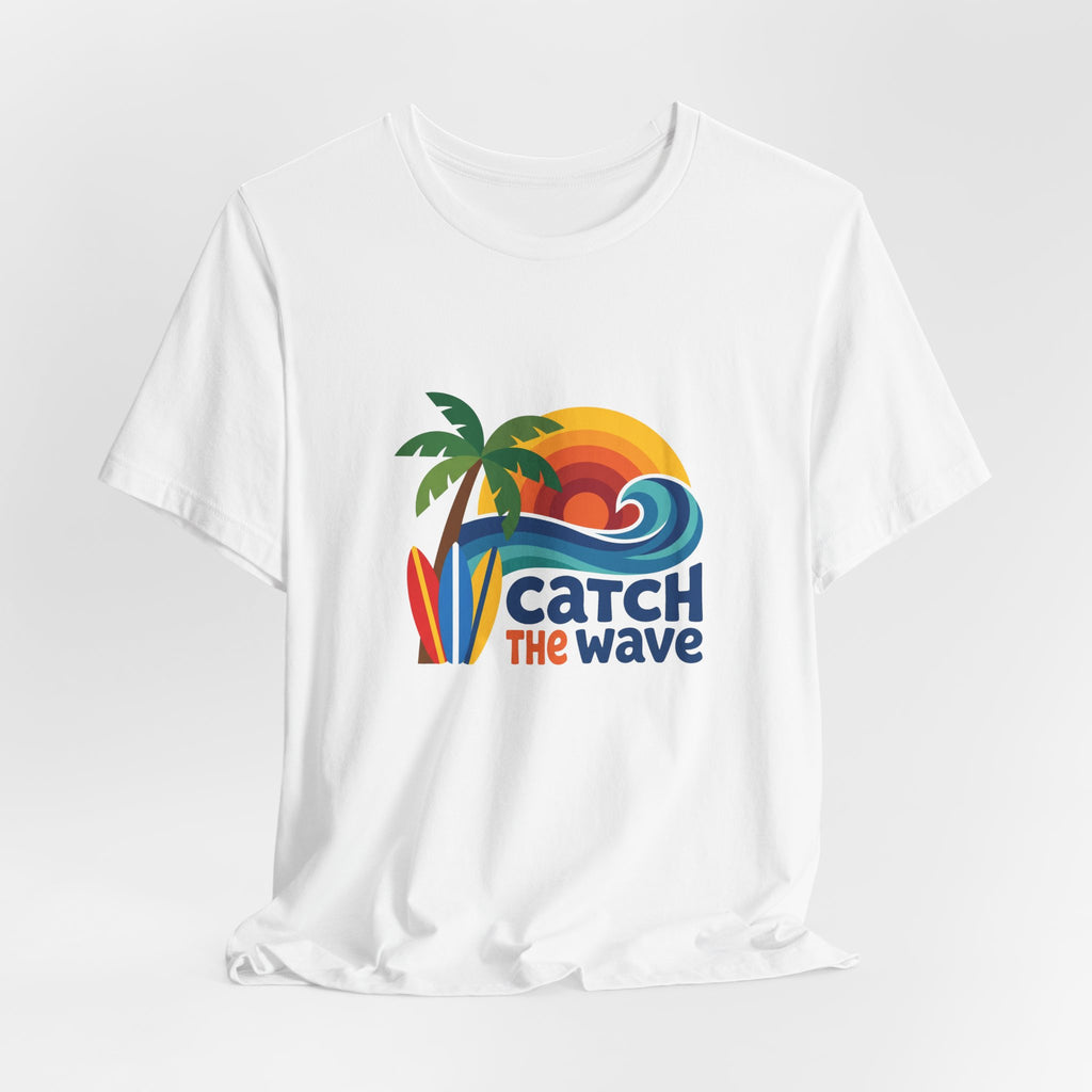 Catch the Wave Tee - Retro Beach Sunset Surfboard Design