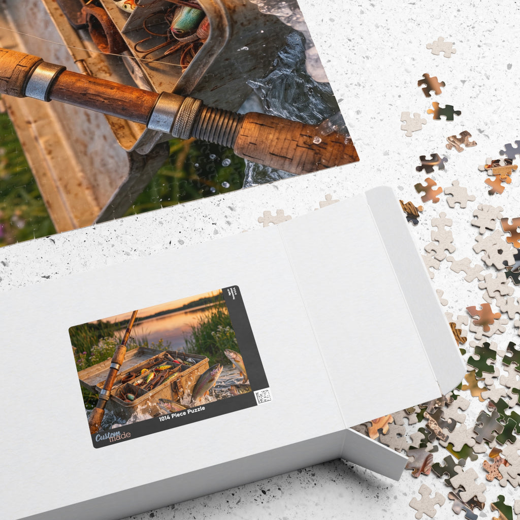 Fishing Rod Jigsaw Puzzle - Vintage Tackle Box Design