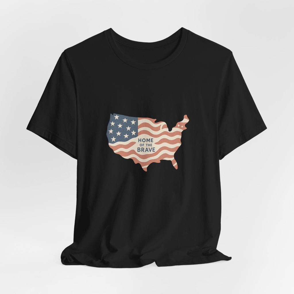 Minimalist USA Map Tee with Stars and Stripes Design