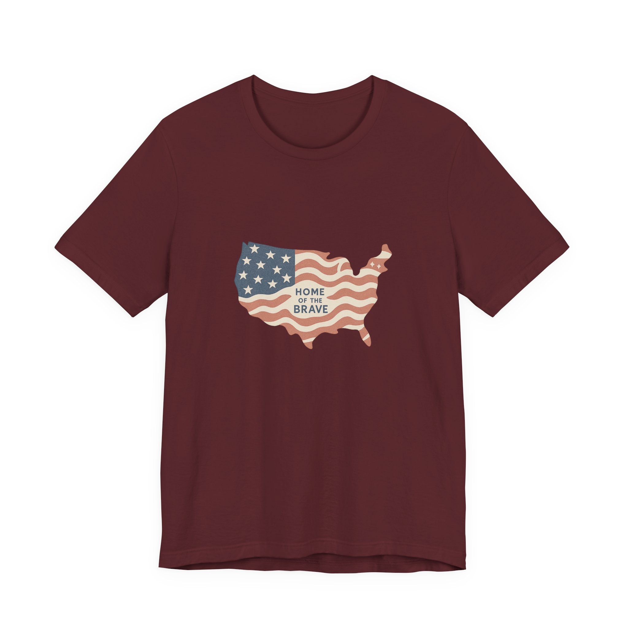 Minimalist USA Map Tee with Stars and Stripes Design