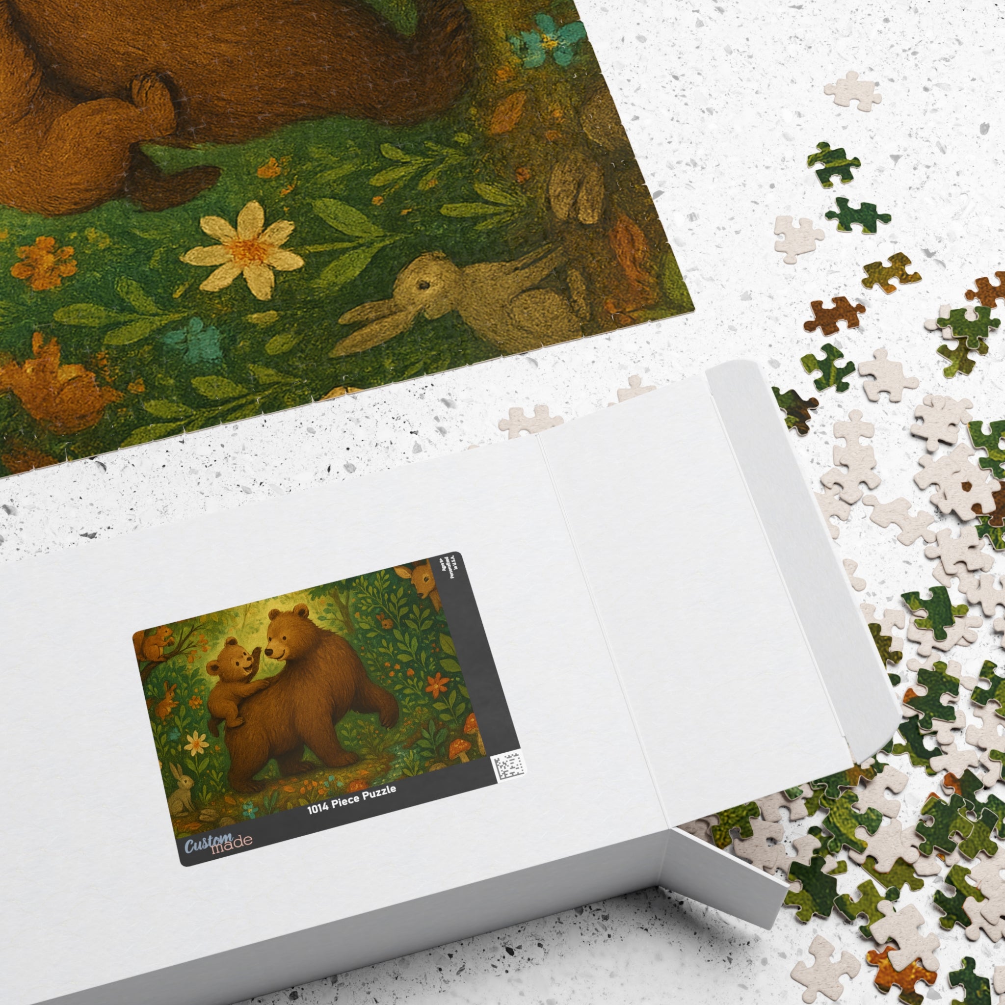 Forest Scene Jigsaw Puzzle - Mother Bear and Cub with Woodland Creatures