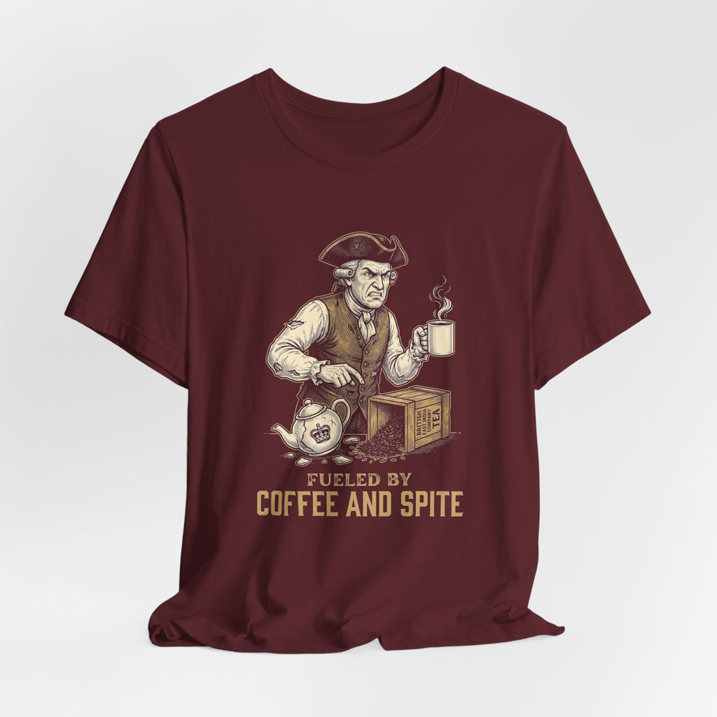Fueled By Coffee and Spite Funny Eagle T-Shirt | Sarcastic 4th of July Tee | Patriotic Gift