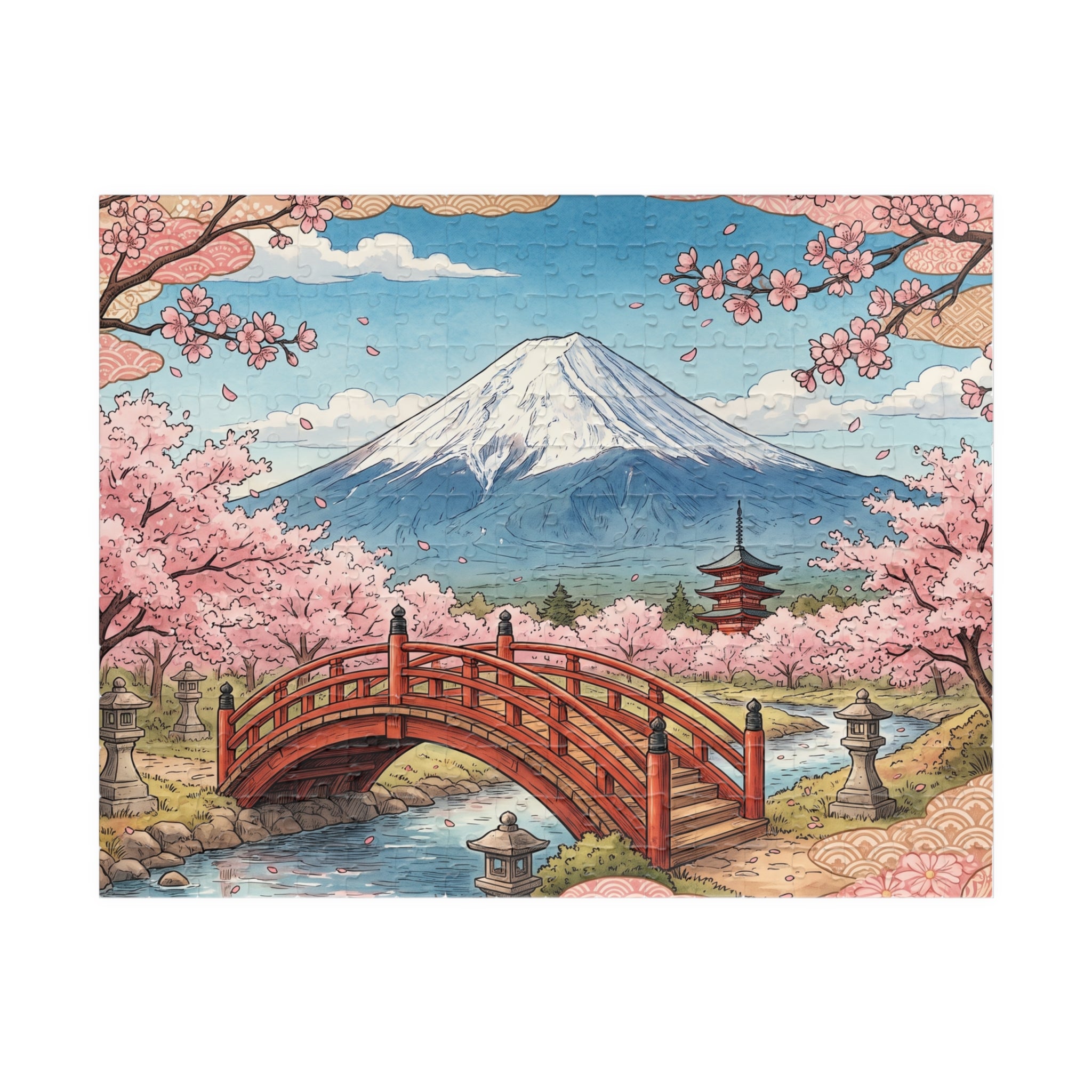 Mount Fuji Cherry Blossoms Jigsaw Puzzle | Japan Scenic Landscape