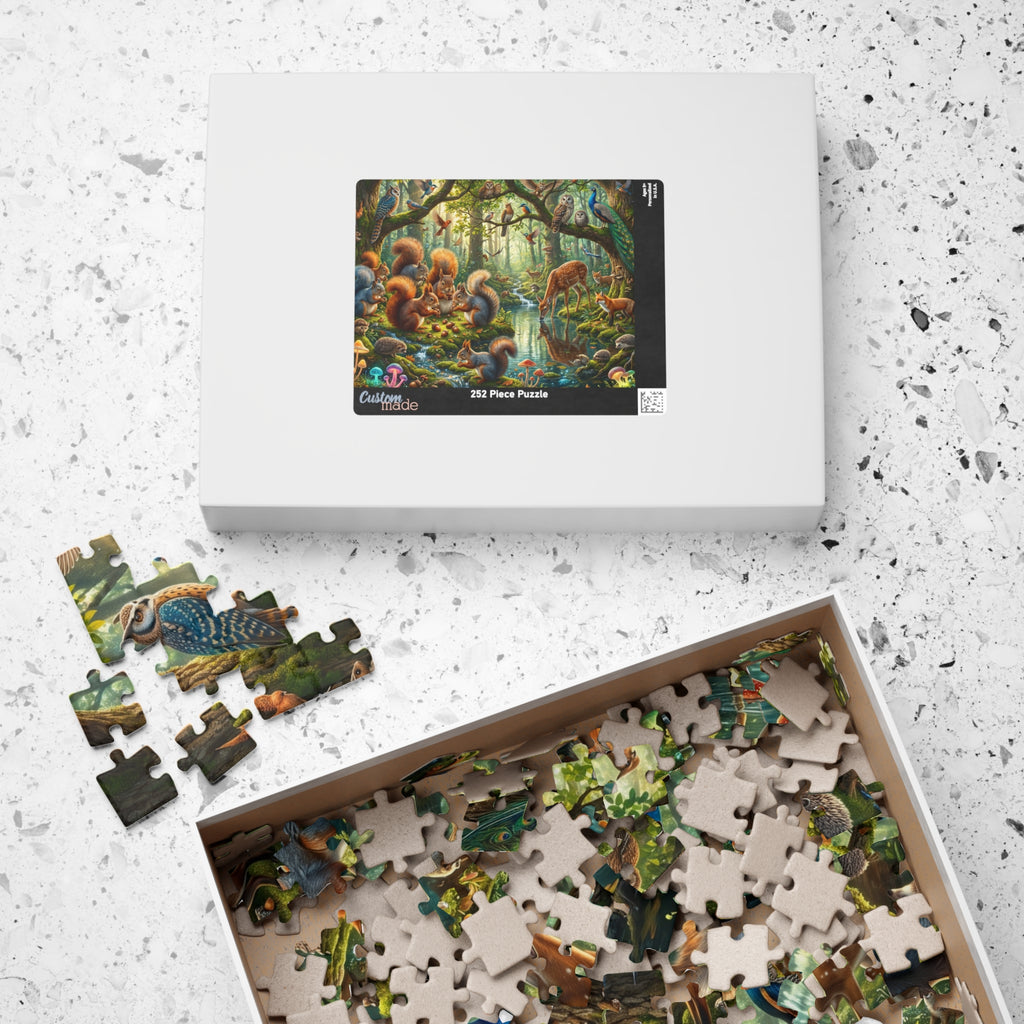 Whimsical Forest Panorama Jigsaw Puzzle - Woodland Creatures Scene