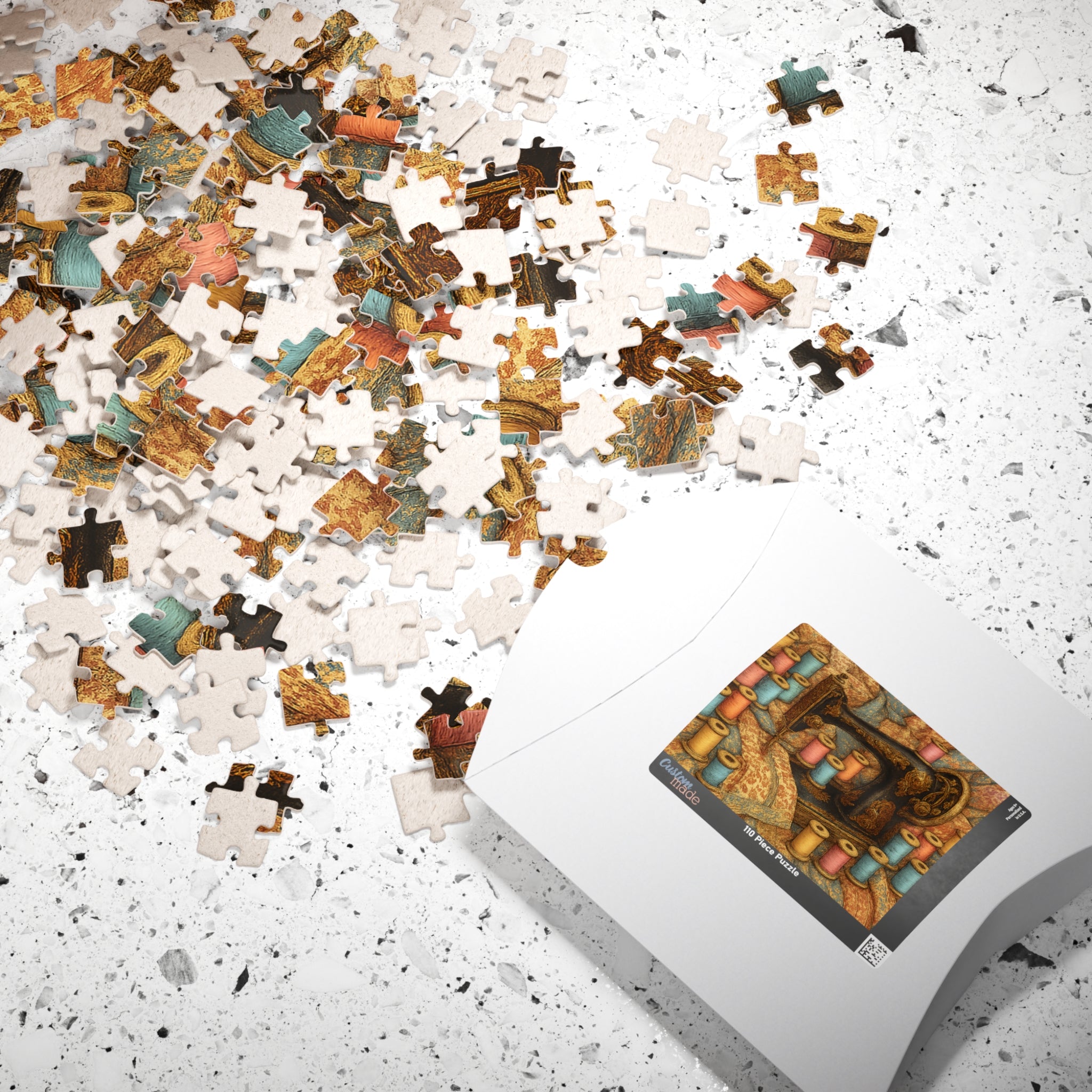 Abstract Sewing Machine Jigsaw Puzzle - Vintage Craft Decor Puzzle