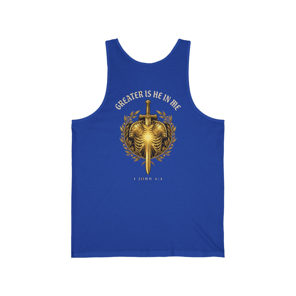 Greater Is He Who Is In Me Christian Tank | Warrior Faith Bible