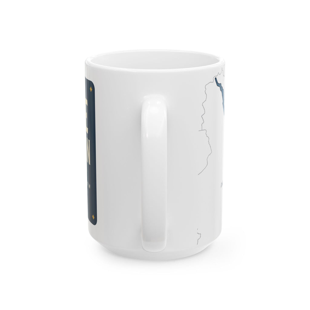 Lake Chelan Map Silhouette Coffee Mug 15oz - Unique Lake Life Souvenir