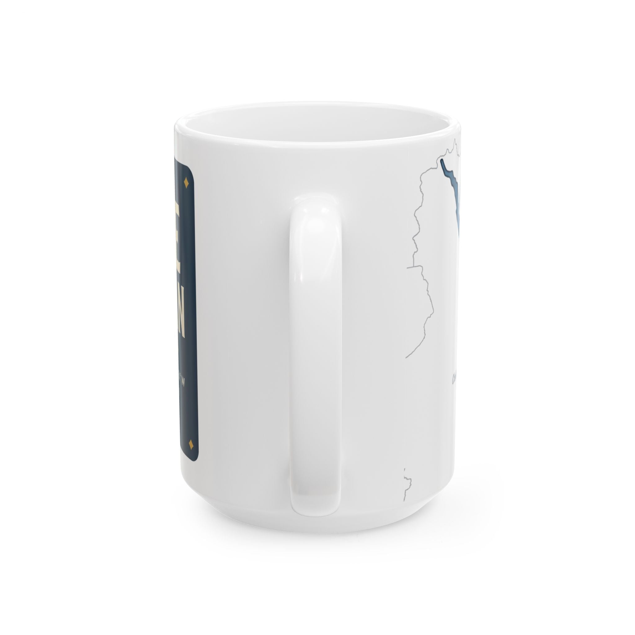 Lake Chelan Map Silhouette Coffee Mug 15oz - Unique Lake Life Souvenir