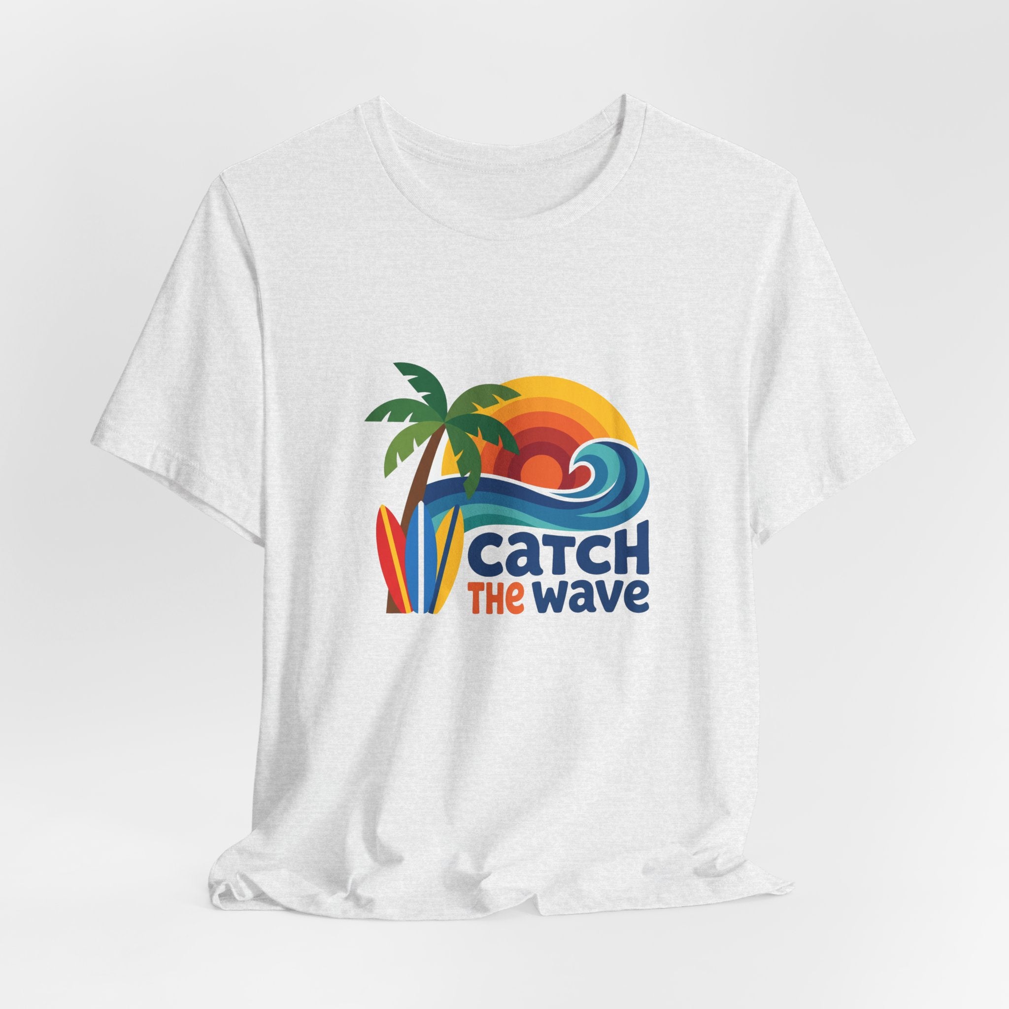 Catch the Wave Tee - Retro Beach Sunset Surfboard Design