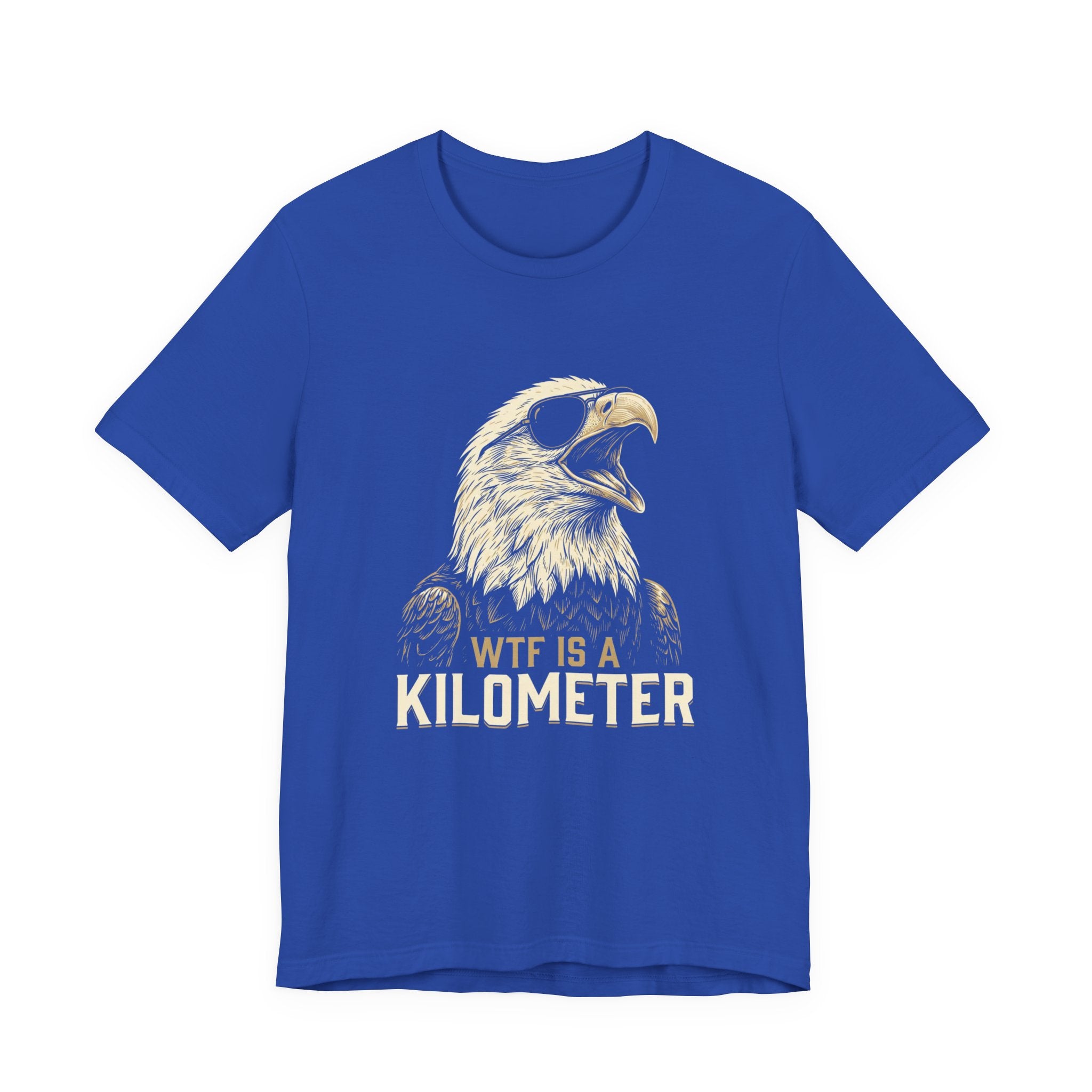 WTF Is A Kilometer Funny Eagle T-Shirt | Sarcastic 4th of July Tee | Anti-Metric America Gift