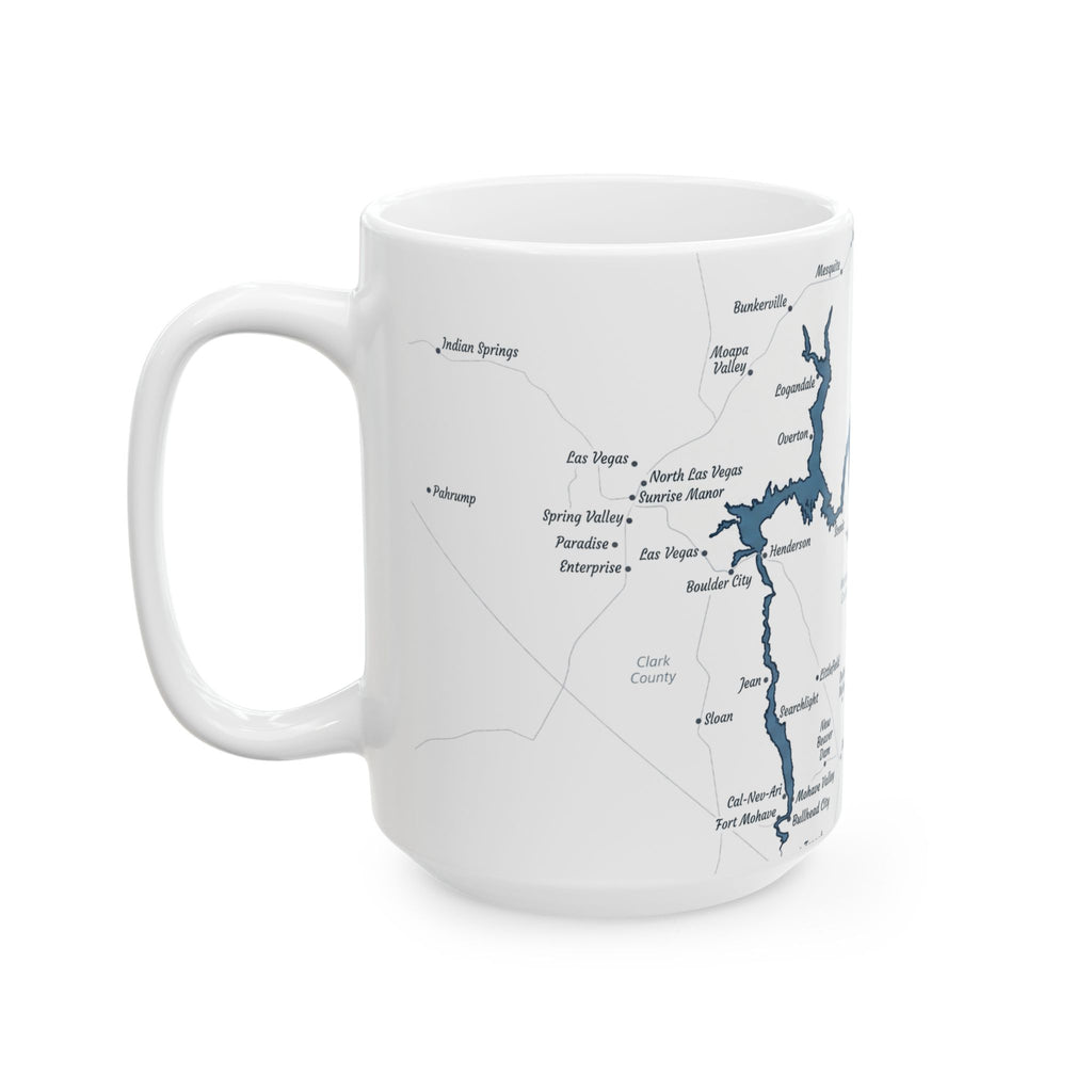 Lake Mead Map Silhouette Coffee Mug 15oz - Unique Lake Life Souvenir