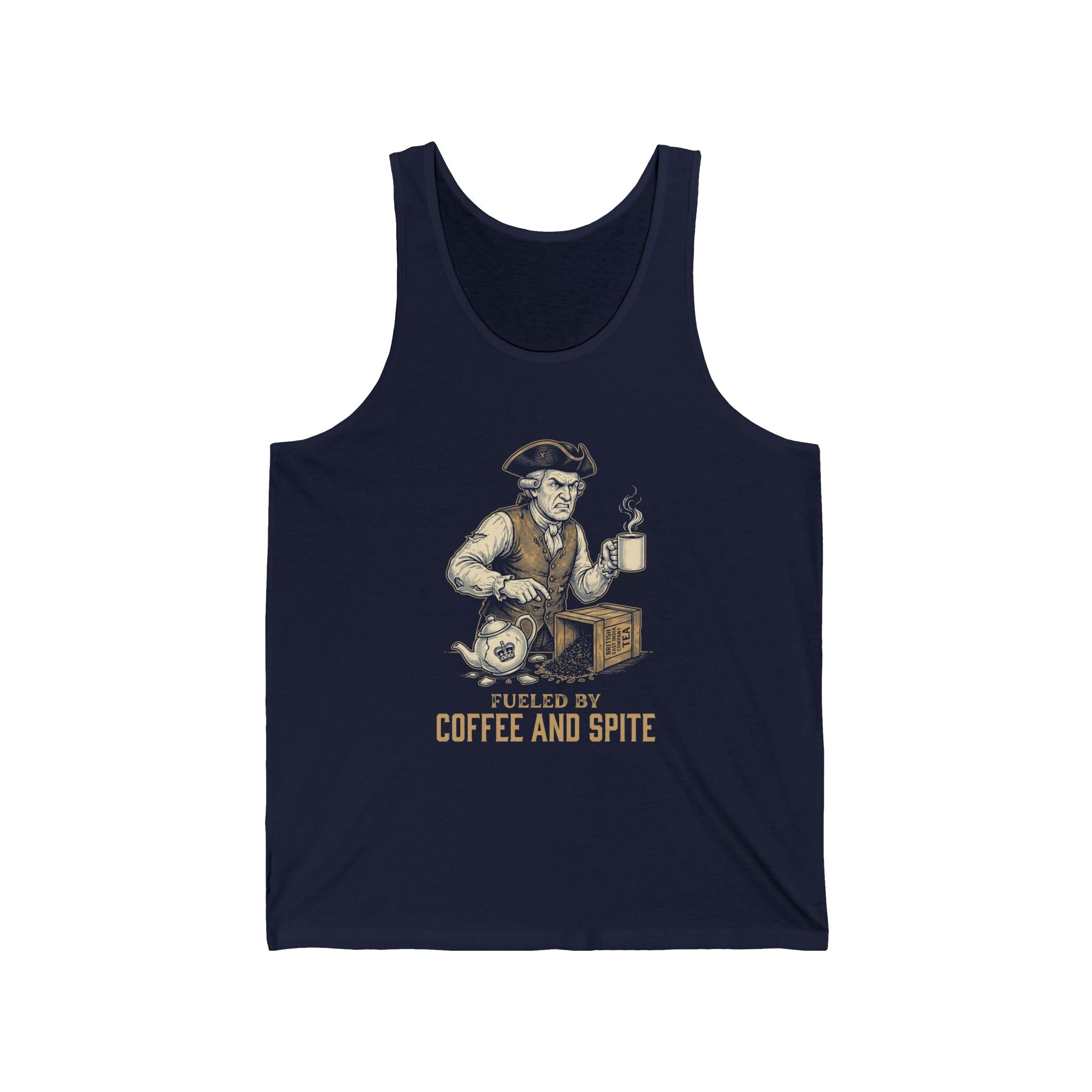 Fueled By Coffee and Spite Funny Eagle Tank Top | Sarcastic 4th of July Tee | Patriotic Gift