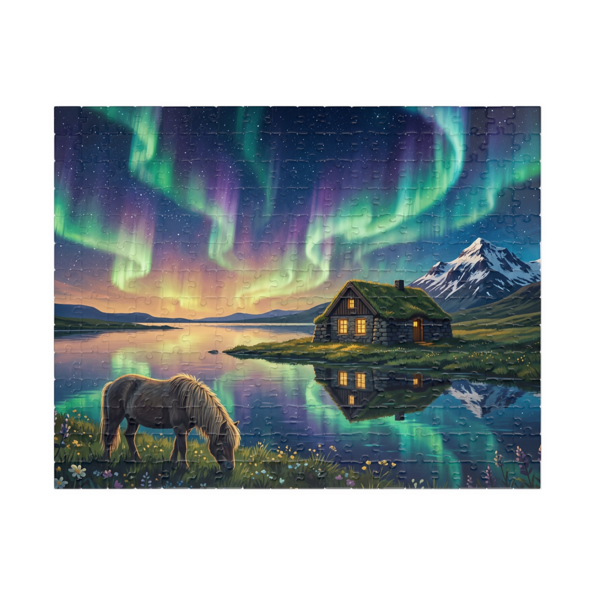 Northern Lights Iceland Jigsaw Puzzle | Aurora Borealis Landscape