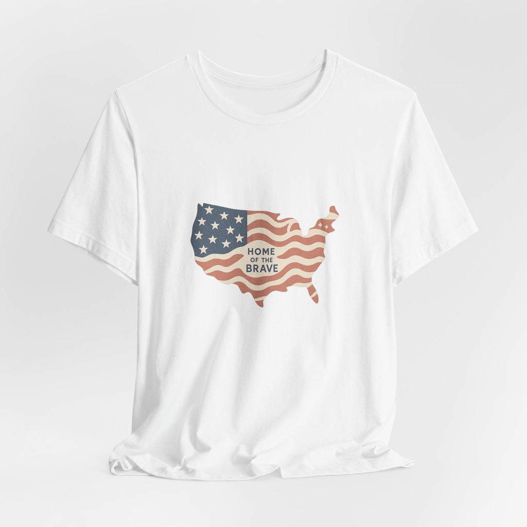 Minimalist USA Map Tee with Stars and Stripes Design