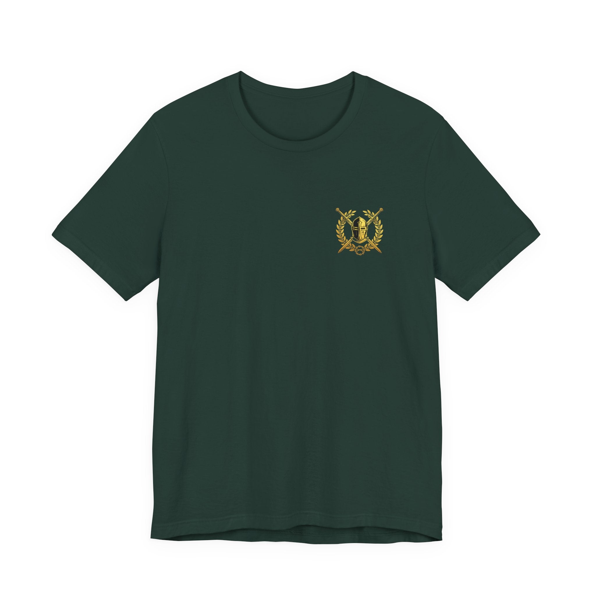 More Than Conquerors Through Him Who Loved Us Christian Tee | Warrior Faith Bible Shirt
