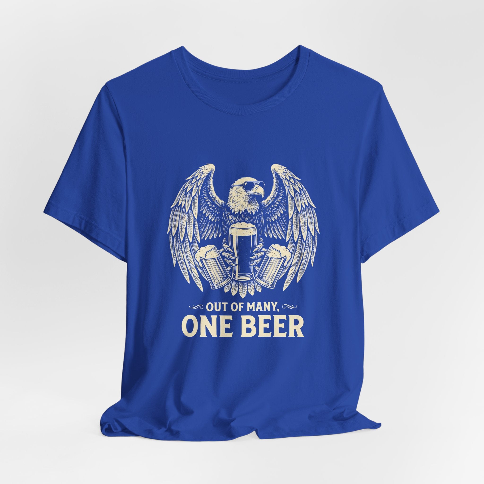 Out of Many One Beer T-Shirt | Funny Patriotic Eagle Beer Tee | 4th of July Drinking Gift | Beer Lover Shirt