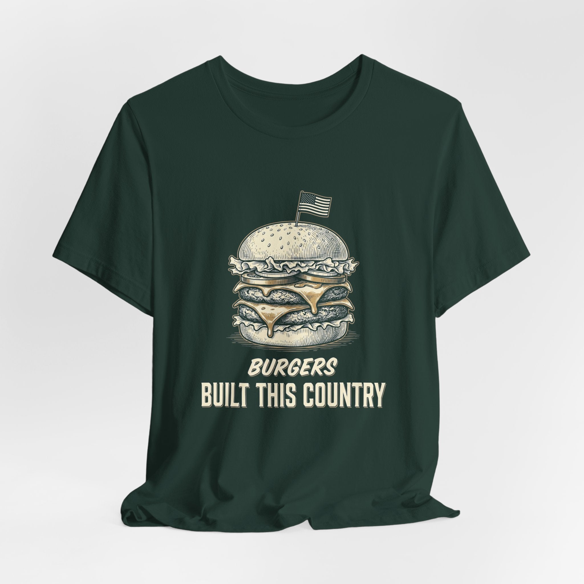 Burgers Built This Country Funny T-Shirt | 4th of July BBQ Tee | Patriotic America Gift
