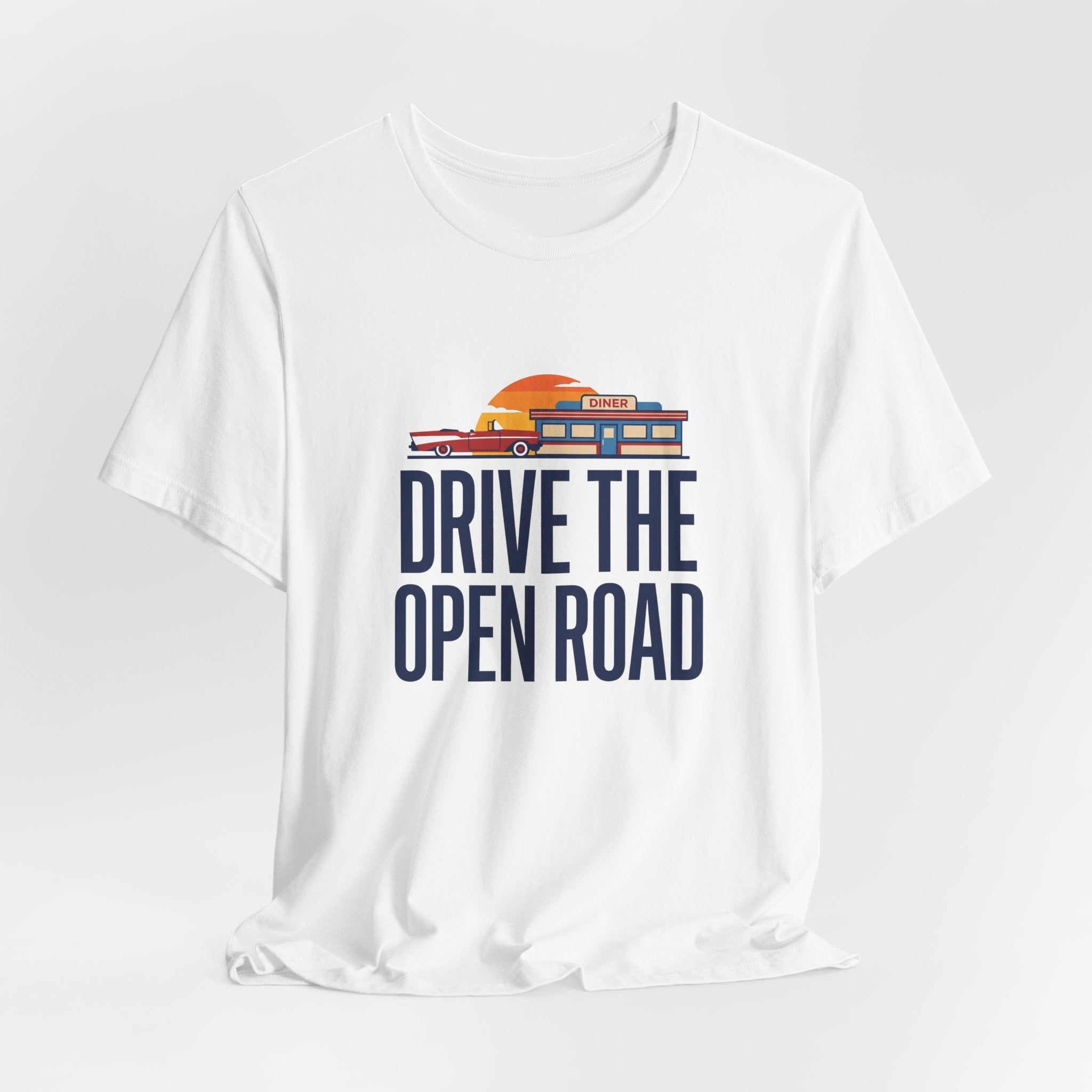 Drive The Open Road Tee - Retro Americana Car and Diner Design