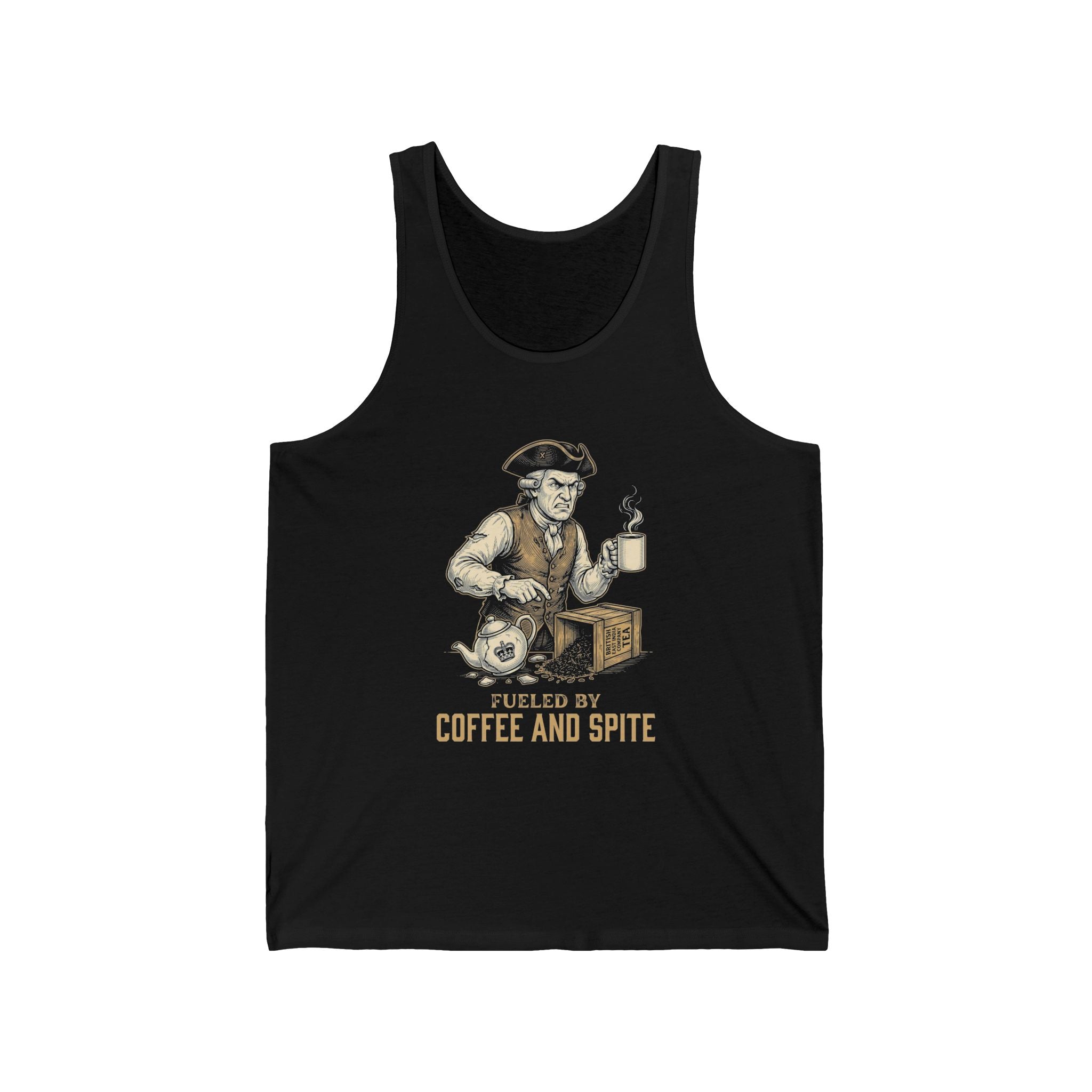Fueled By Coffee and Spite Funny Eagle Tank Top | Sarcastic 4th of July Tee | Patriotic Gift