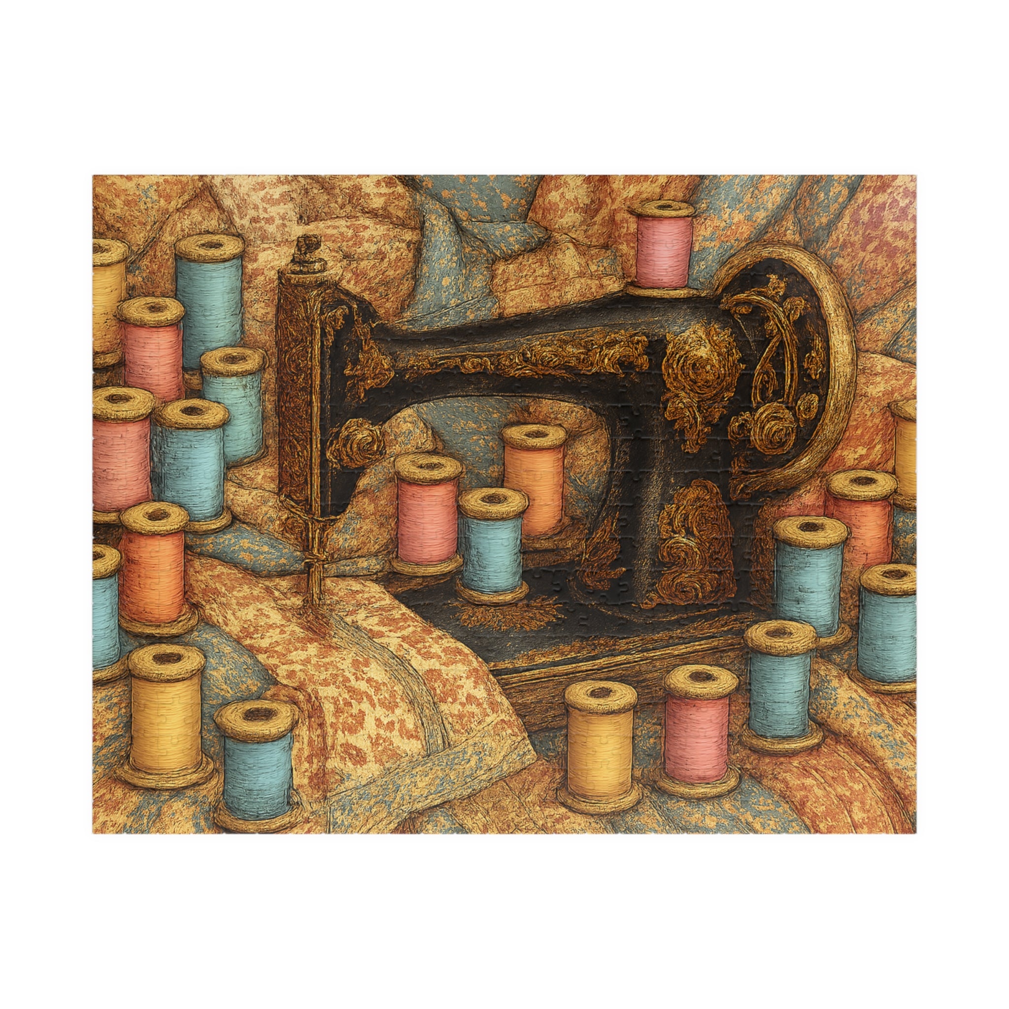 Abstract Sewing Machine Jigsaw Puzzle - Vintage Craft Decor Puzzle