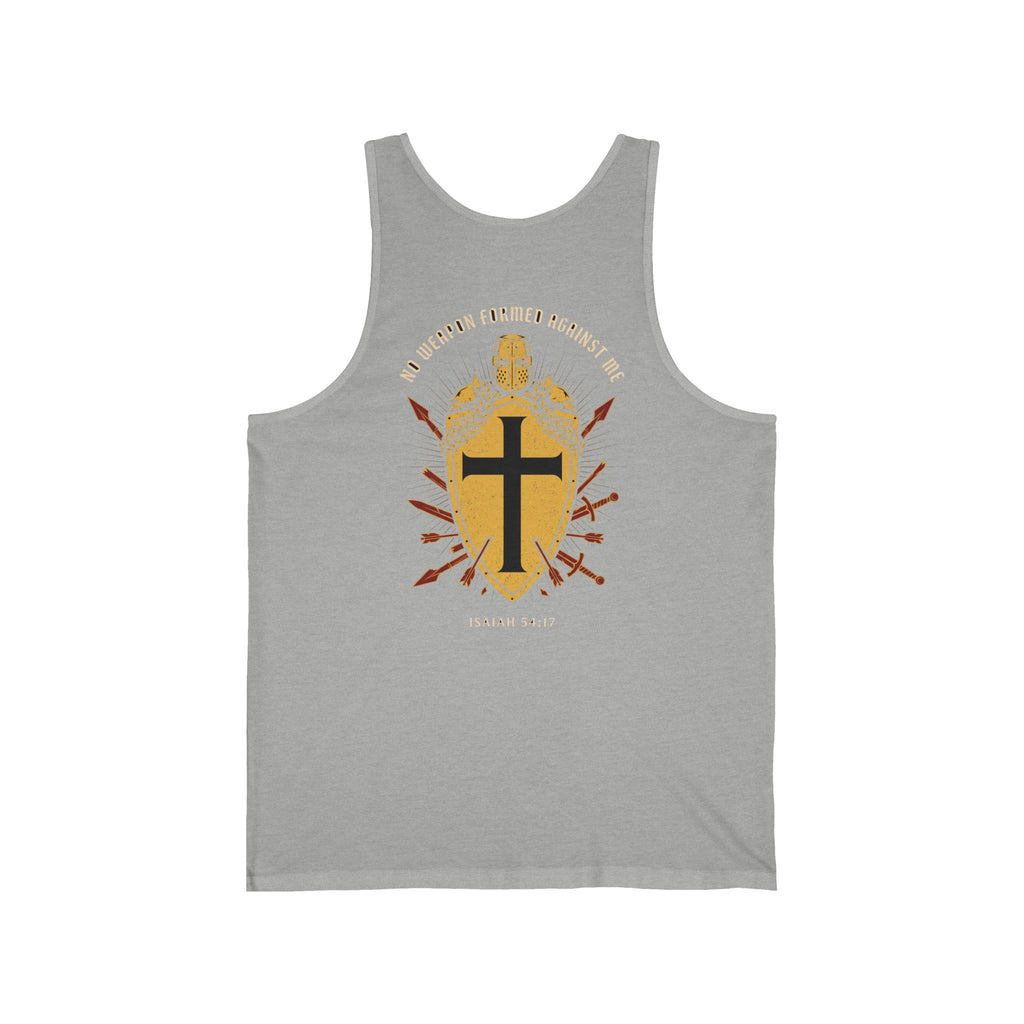 No Weapon Formed Against Me Warrior Christian Tank | Crusades Faith Bible