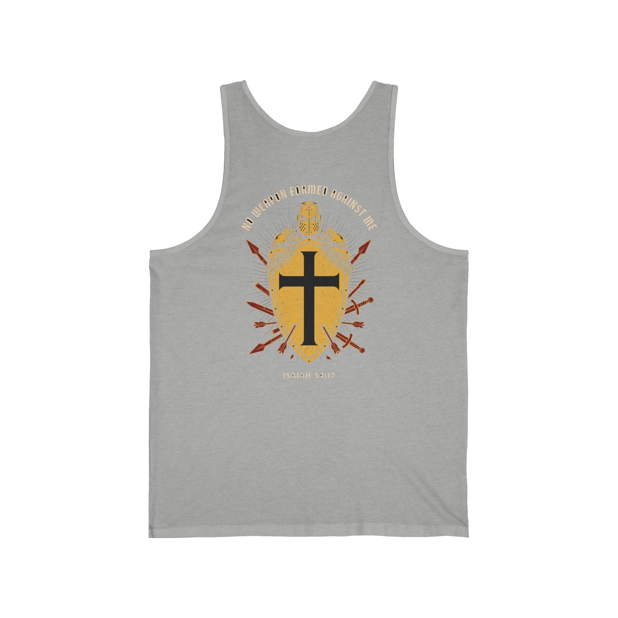 No Weapon Formed Against Me Warrior Christian Tank | Crusades Faith Bible