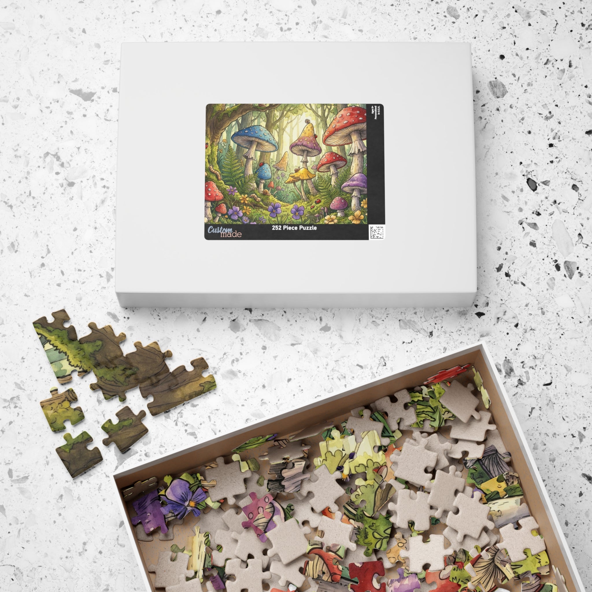 Whimsical Forest Scene Jigsaw Puzzle with Mushrooms and Ferns | 1014 Piece