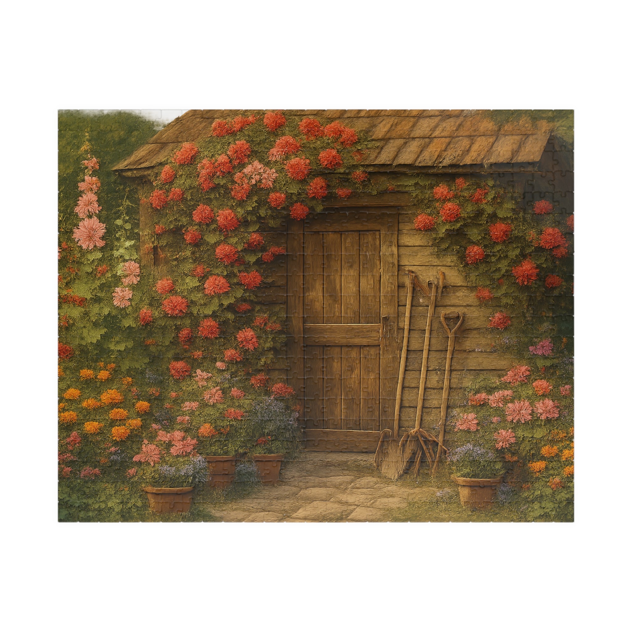 Garden Jigsaw Puzzle - Hand-Drawn Vintage Scene