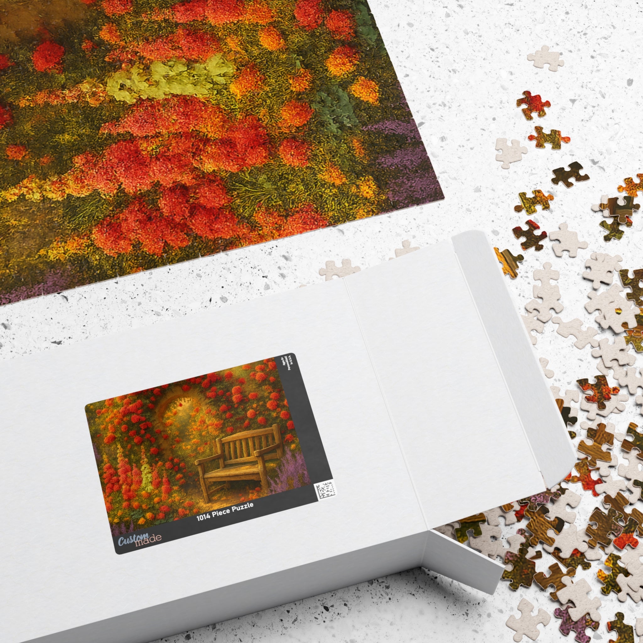 Garden Bench Jigsaw Puzzle - Retro Badge Design for Home Decor