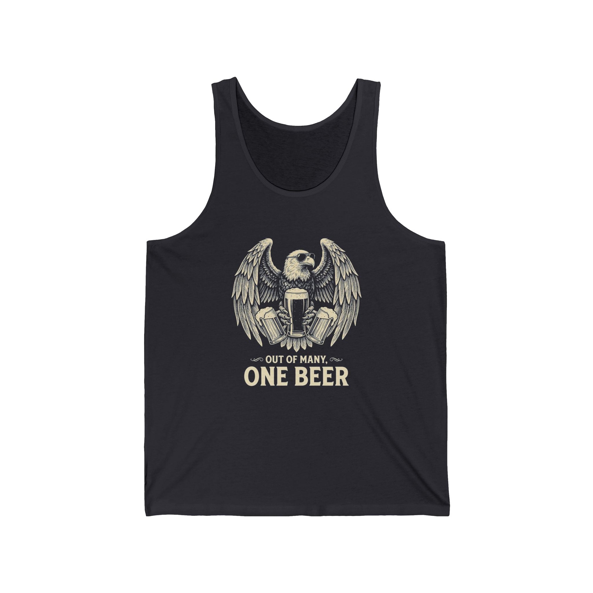 Out of Many One Beer Tank Top | Funny Patriotic Eagle Beer Tee | 4th of July Drinking Gift | Beer Lover Shirt
