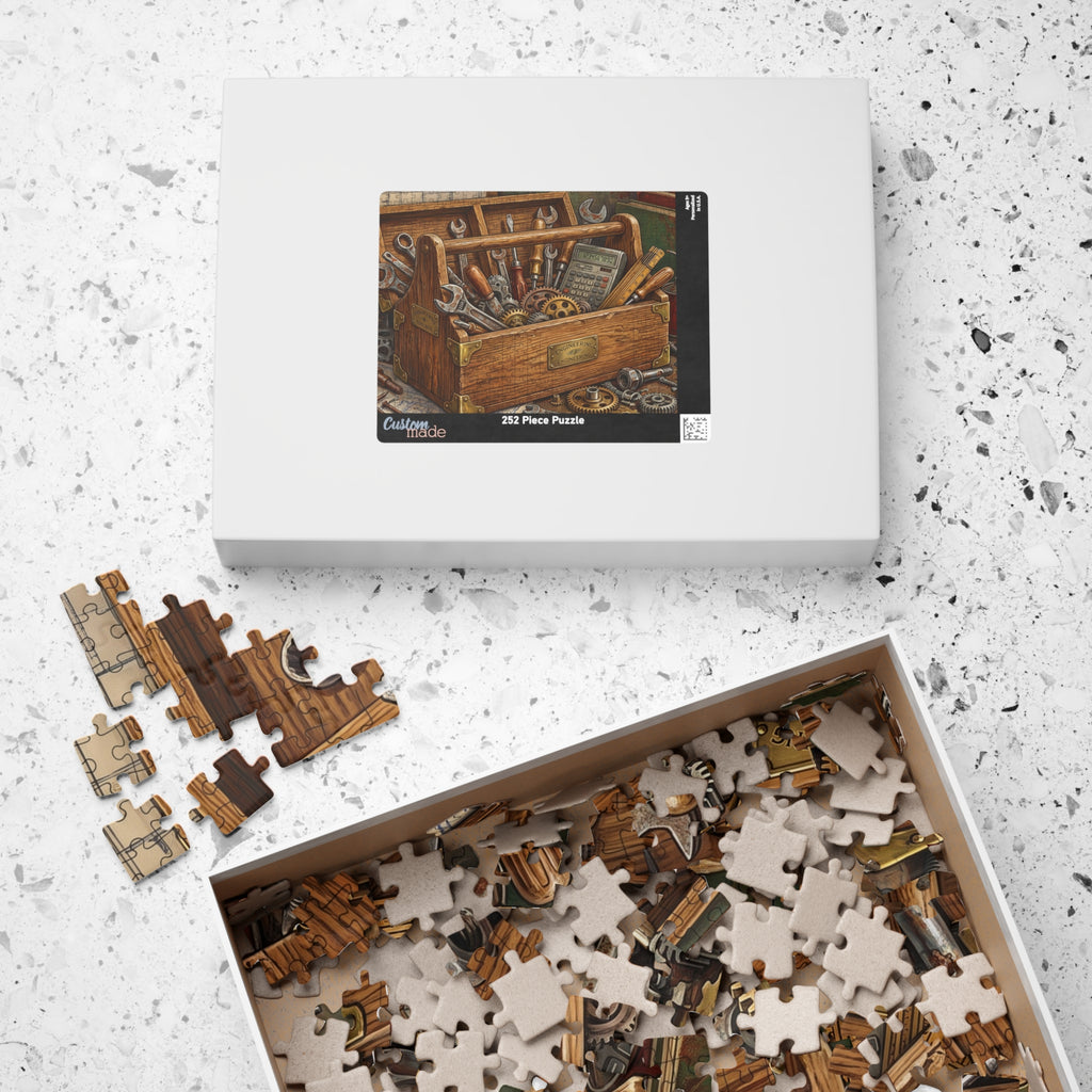 Vintage Toolbox Jigsaw Puzzle - Bold Engineering Tools Illustration