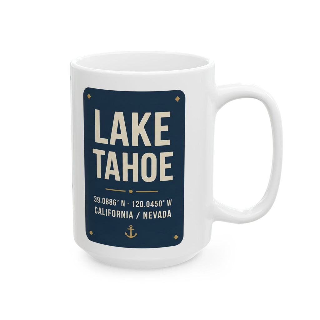 Lake Tahoe Map Silhouette Coffee Mug 15oz - Unique Lake Life Souvenir