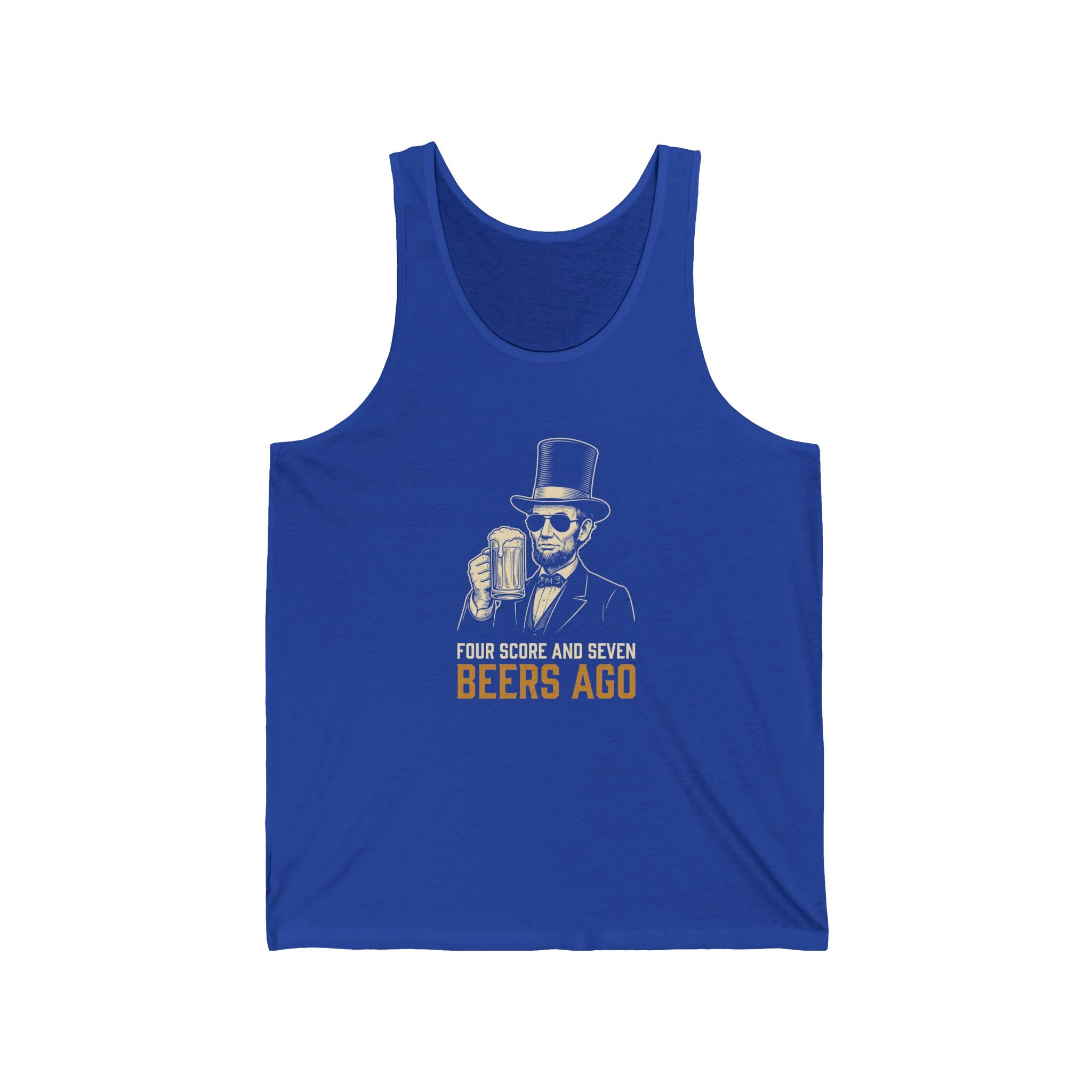 Four Score and Seven Beers Ago Tank Top | Funny Patriotic Drinking Tee | 4th of July Lincoln Gift | Beer Lover Shirt