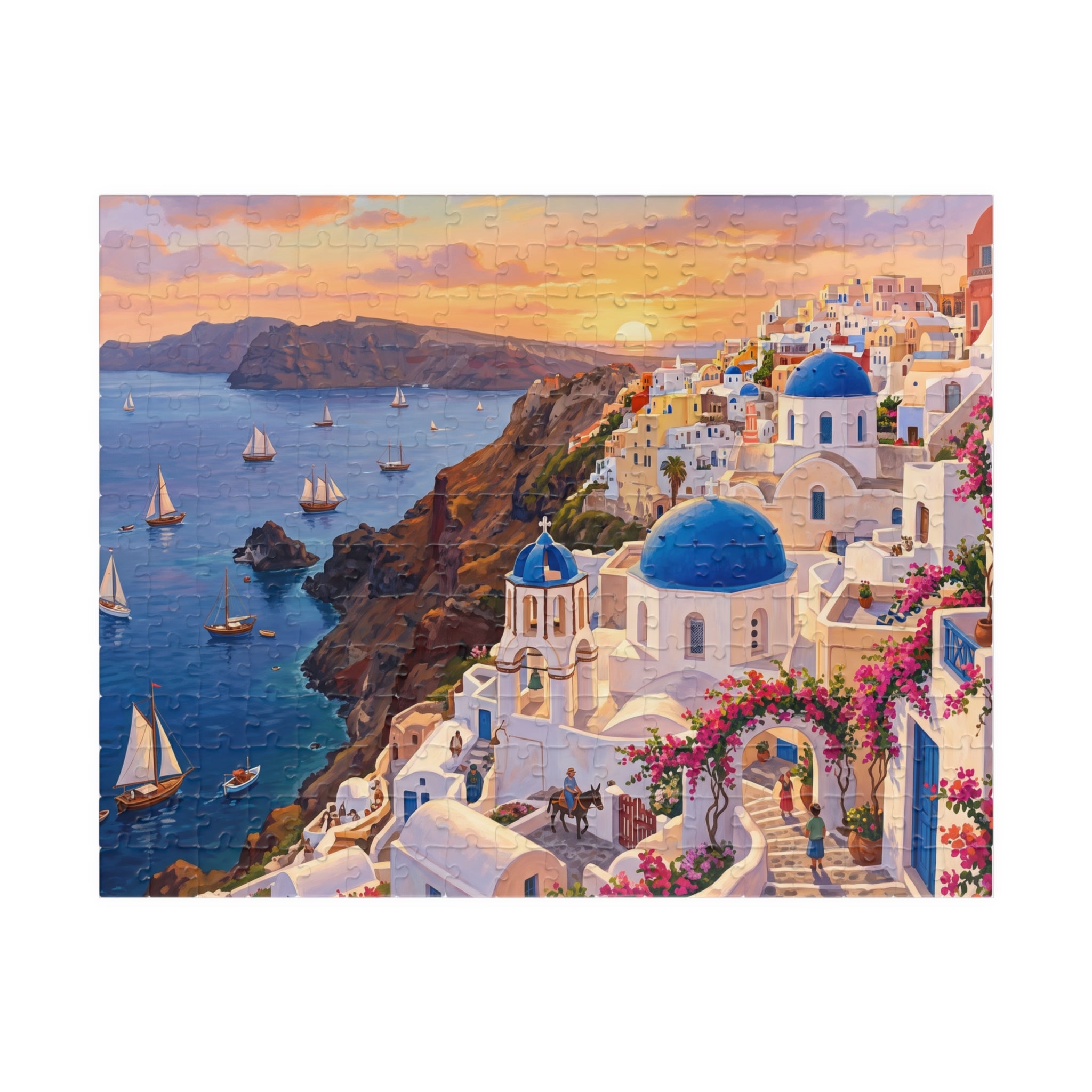 Santorini Sunset Jigsaw Puzzle | Greek Islands Aegean Landscape