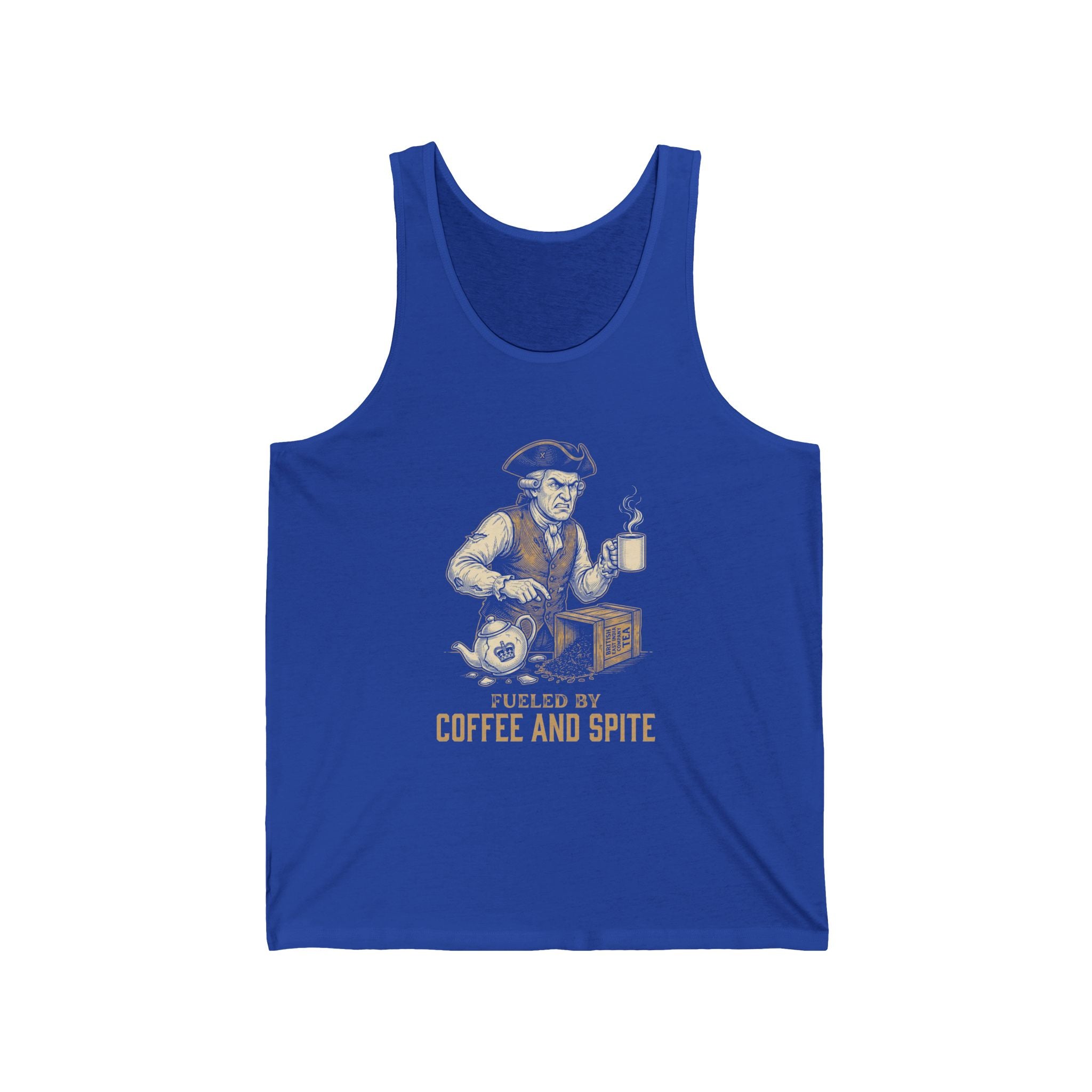 Fueled By Coffee and Spite Funny Eagle Tank Top | Sarcastic 4th of July Tee | Patriotic Gift