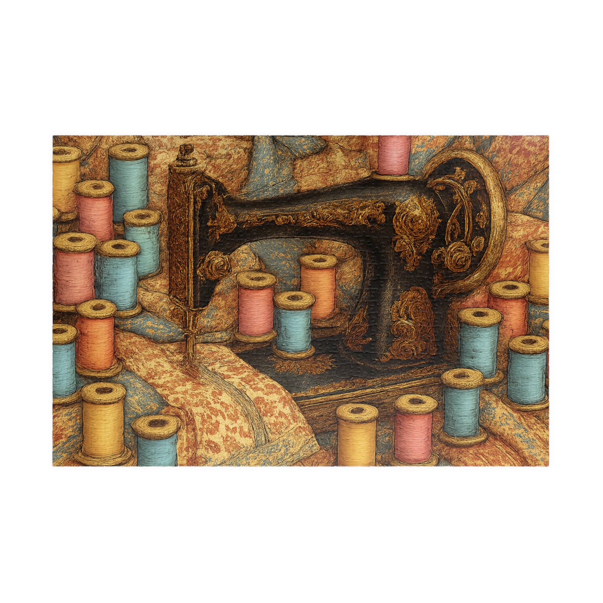 Abstract Sewing Machine Jigsaw Puzzle - Vintage Craft Decor Puzzle