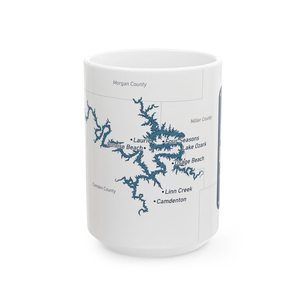 Lake of the Ozarks Map Silhouette Coffee Mug 15oz - Unique Lake Life Souvenir