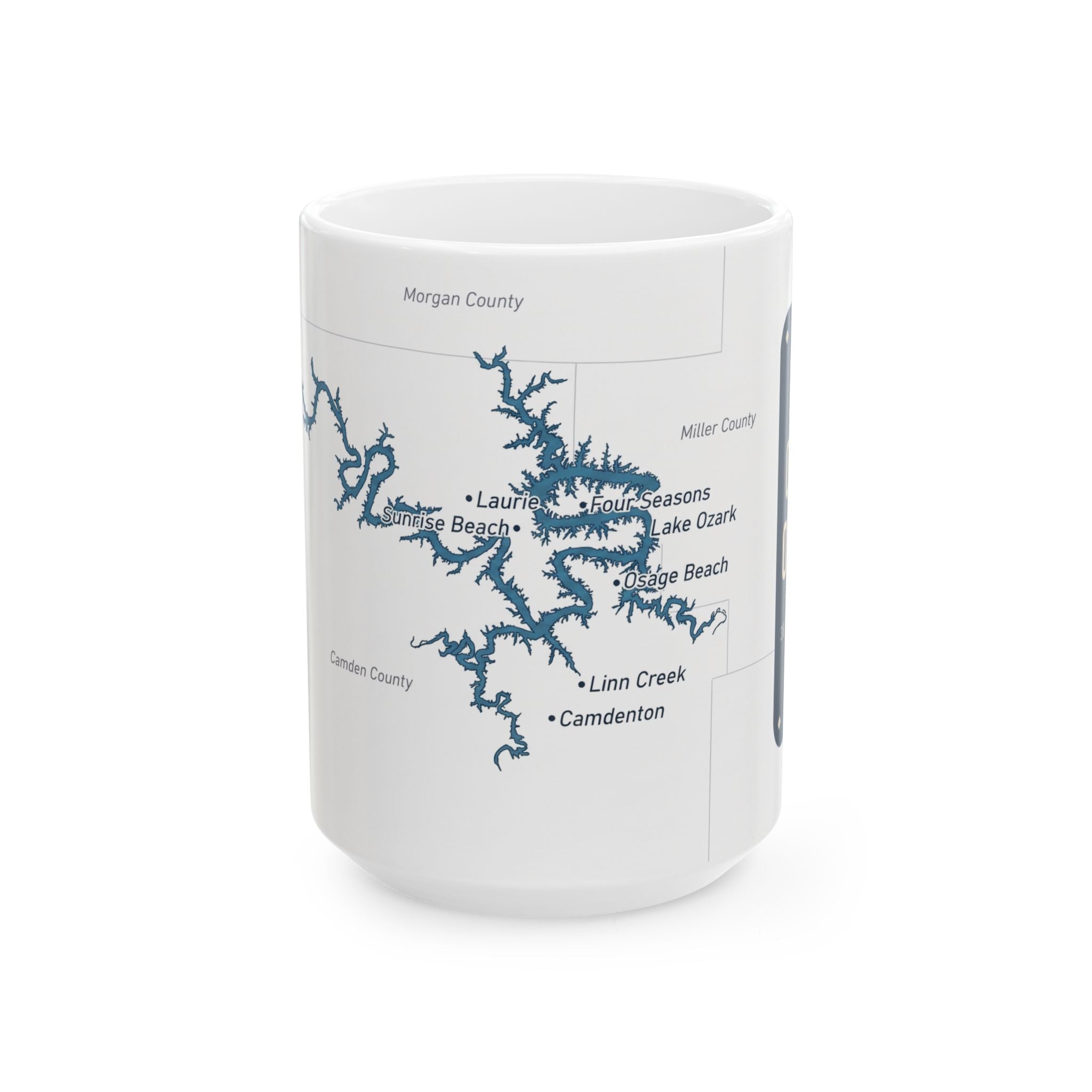 Lake of the Ozarks Map Silhouette Coffee Mug 15oz - Unique Lake Life Souvenir