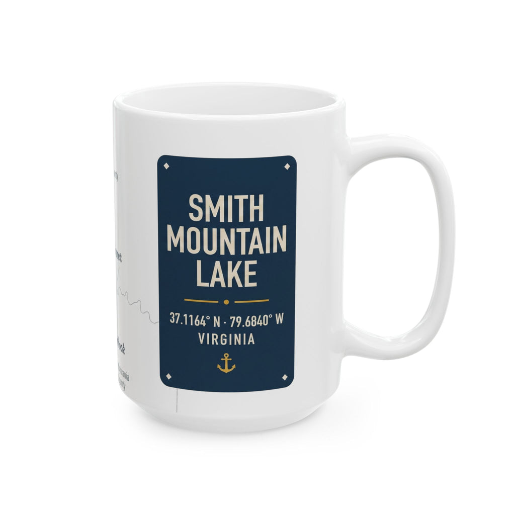 Smith Mountain Lake Map Silhouette Coffee Mug 15oz - Unique Lake Life Souvenir